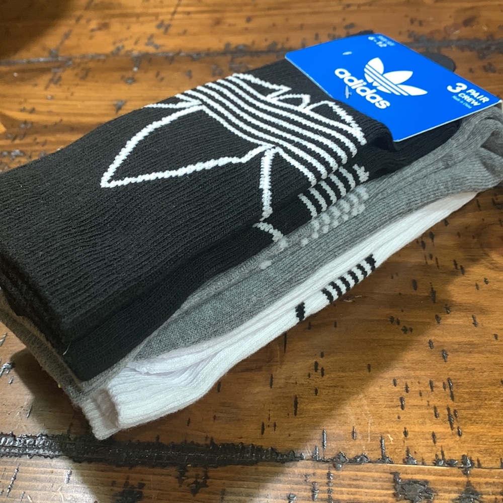 Adidas Men’s Socks - 3 Pair Crew Socks Shoe Size 6-12